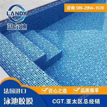 泳池胶膜供货商蓝尔迪 进口现货PVC防水材料 卷材不同厚度 环保防紫外线马赛克