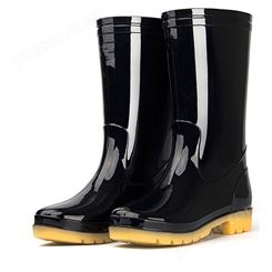黑色牛津雨鞋 勞保水鞋 高幫雨靴 礦水靴防滑