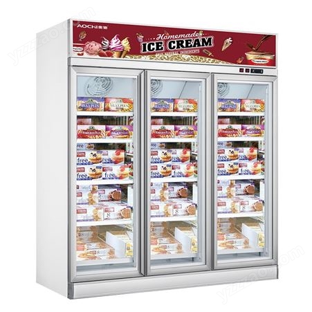 奥驰标准款低温冷冻柜快速制冷冷冻柜 商用立式玻璃门冷冻柜