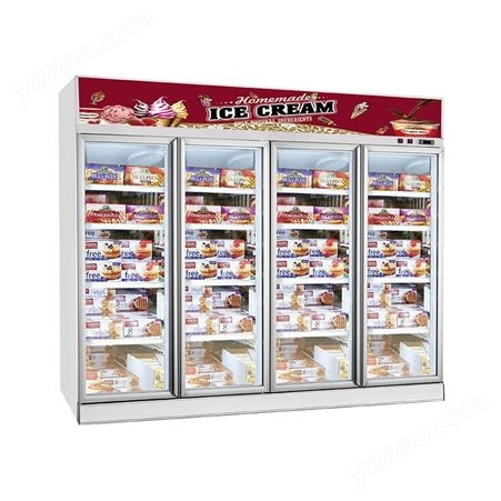 奥驰标准款低温冷冻柜快速制冷冷冻柜 商用立式玻璃门冷冻柜