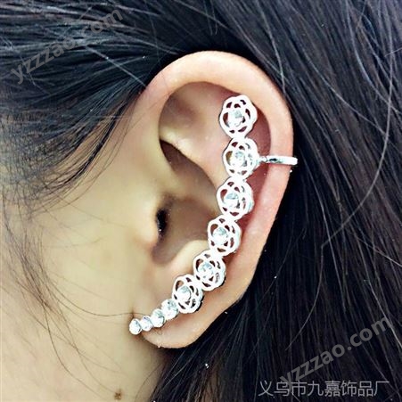 韩国ear cuff 韩版版新品 潮流时尚镂空玫瑰花耳扣 欧美流行饰品