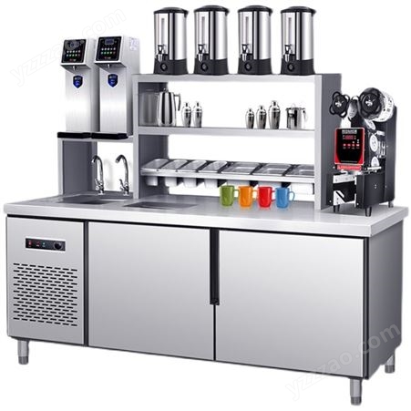 奶茶店设备水吧台商用工作台冷藏柜操作雪克台汉堡饮品店机器