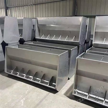 双谱养殖设备 猪用不锈钢食槽 自动下料器 1.5米双面10孔料槽 育肥猪料槽