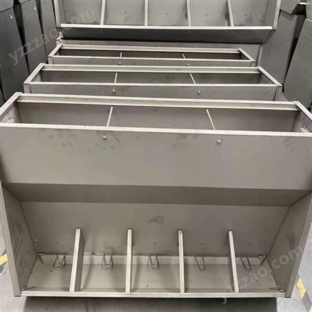 双谱养殖设备 猪用不锈钢食槽 自动下料器 1.5米双面10孔料槽 育肥猪料槽