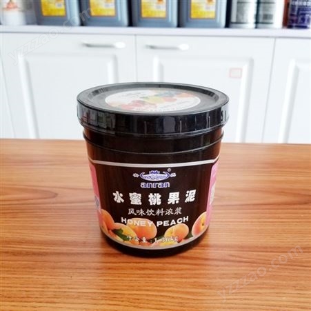 安然水蜜桃果泥果酱1.36kg 桶冰沙果茶刨冰专用果酱奶茶原料