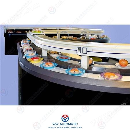 广州昱洋餐厅智能设备_无人餐厅点餐送餐设备_有轨送餐列车输送机