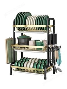 碳钢碗架沥水架晾放碗筷碗碟碗盘用品收纳盒厨房置物架3层收纳架