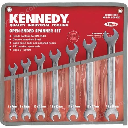 KENNEDY工业级双头开口扳手 铬钒钢砂面处理公英制 克伦威尔工具