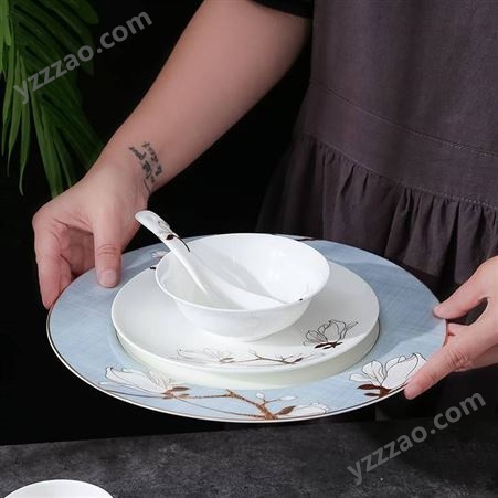 陶瓷酒店摆台餐具 中式饭店包厢餐具套装 中国风宴会餐具定制