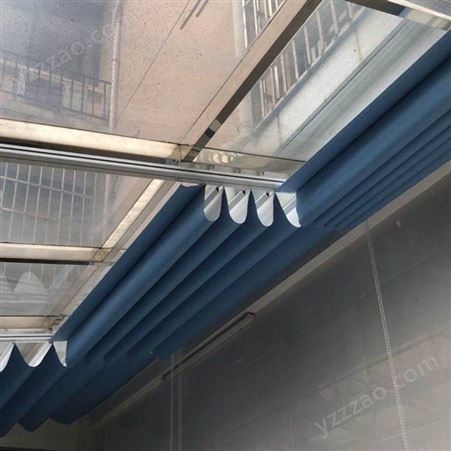 河北户外遮阳棚-涞水阳光房隔热帘保定玻璃顶电动天棚帘安装