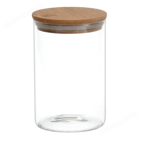 帮诚 高硼硅玻璃储物罐 茶叶杂粮竹木盖密封罐批发