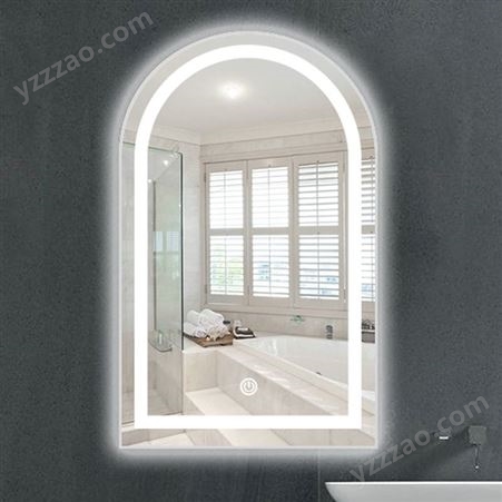 智能镜子洗手台卫生间壁挂墙LED半圆形带灯厕所酒店防雾浴室镜