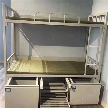 钢制上下床学校宿舍双层床1.2米铁架高低床带鞋柜