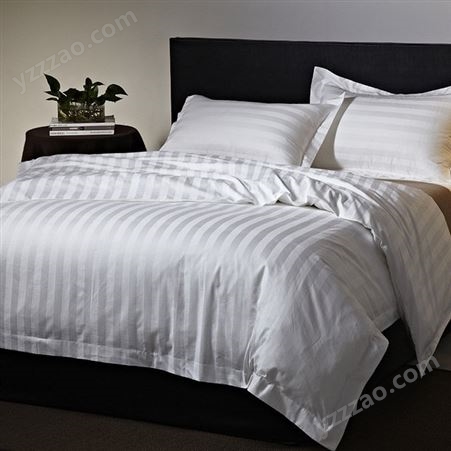 宾馆四件套全棉被套床单枕头套 白色贡缎床上用品 棉田里厂家