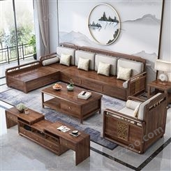 新中式实木三人沙发价格 简约经典5000元橡木实木沙发