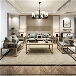 新中式实木沙发厂家 民宿客厅禅意组合价格 现代经济型小户型家具批发