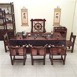 新中式办公家具现代大班台 组合老船木茶桌椅