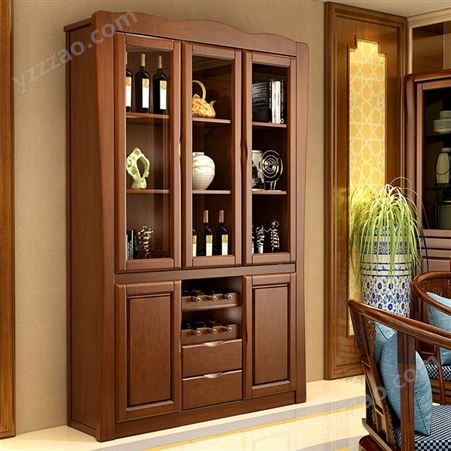 古典实木酒柜组合 客厅中式家具酒柜定制