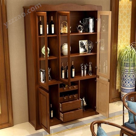 古典实木酒柜组合 客厅中式家具酒柜定制