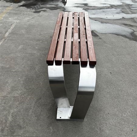 不锈钢公园椅户外长椅子防腐木广场室外休闲座椅花园金属长条凳